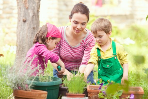 Eco-friendly lawn care equipment used by professionals